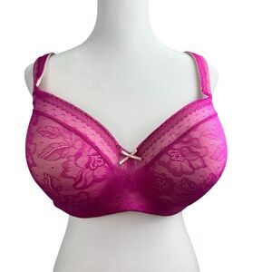 Cacique Bra Hot Pink Lace 40DDD Full Coverage